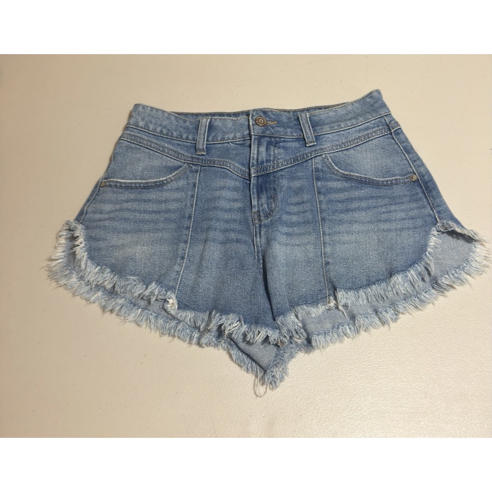 Sincerely Jules Women's Blue Denim Cut Off Shorts Size 5/27 Frayed Hem Pockets